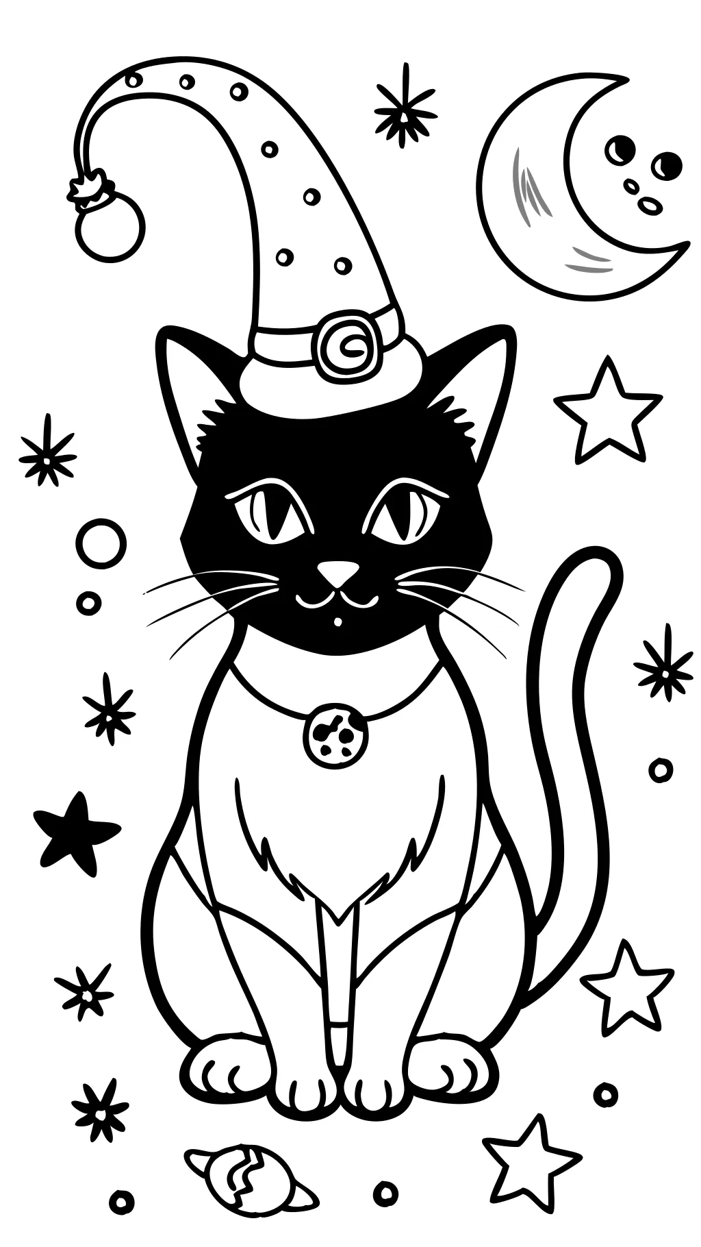 black cat coloring page